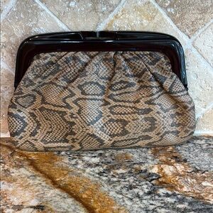 Elegant Vintage Italian Leather Snakeskin Clutch